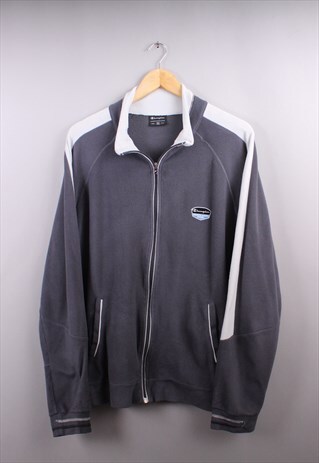 WOMENS VINTAGE CHAMPION DARK GREY FULL ZIP FLEECE JUMPER