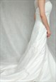 VINTAGE Y2K CREAM ONE SHOULDER WEDDING GOWN, SIZE 12