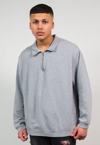PLAIN GREY QUARTER ZIP SWEATSHIRT