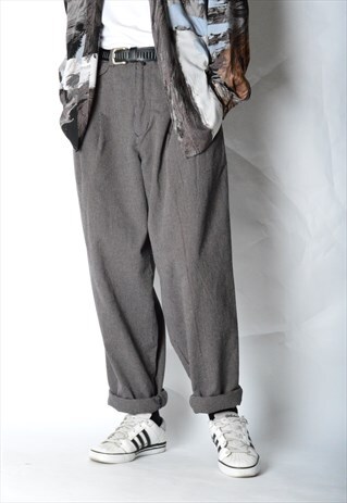 VINTAGE 90S NAVY BLUE BEIGE CHECK PANTS