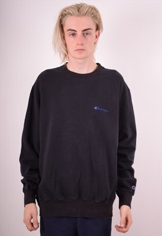CHAMPION MENS VINTAGE SWEATSHIRT JUMPER XL BLACK 90S