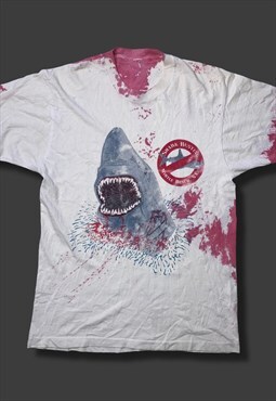 Vintage 90s shark week attack blood tshirt myrtle beach