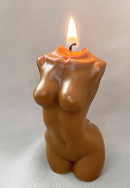 Nikita By Niki Naked Torso Woman Candle In Brown