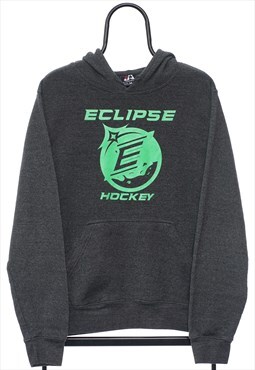 Vintage Eclipse Hockey Graphic Sports Grey Hoodie Mens
