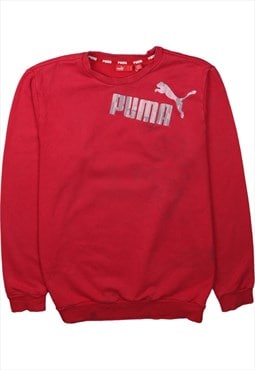 Vintage 90's Puma Sweatshirt Spellout Crew Neck Red XLarge