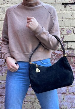 Suede & Leather 90s Sling Vintage Shoulder Bag