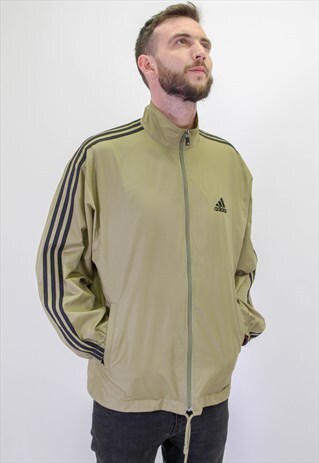 VINTAGE ADIDAS WINDBREAKER JACKET IN GOLD XL