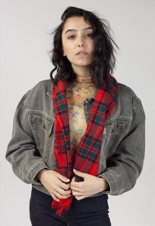 VINTAGE RED AND GREEN TARTAN SCARF