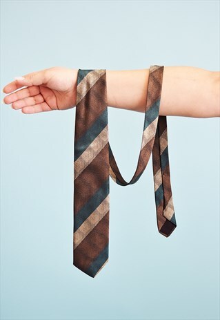 VINTAGE 80'S RETRO STRIPED PATTERN TAPESTRY WOVEN TIE