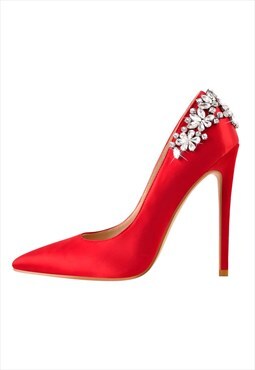 Pointed Toe Rhinestone Stiletto Pumps