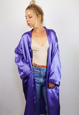 VINTAGE 90'S SILKY KIMONO ROBE IN PURPLE