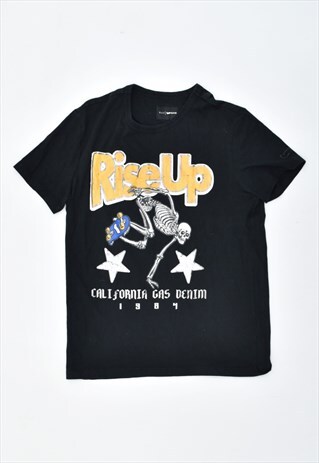 VINTAGE Y2K 00'S GAS RISE UP T-SHIRT TOP BLACK
