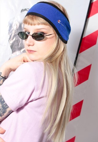 80S VINTAGE SPORTS GRUNGE CHAMPION BLUE FLEECE SKI HEADBAND