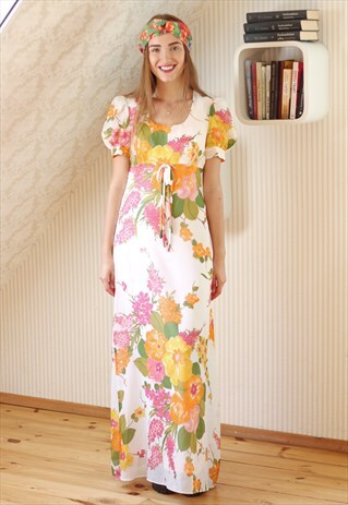 WHITE MAXI FLORAL DRESS