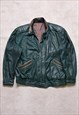 Vintage 90s Green Leather Bomber Jacket