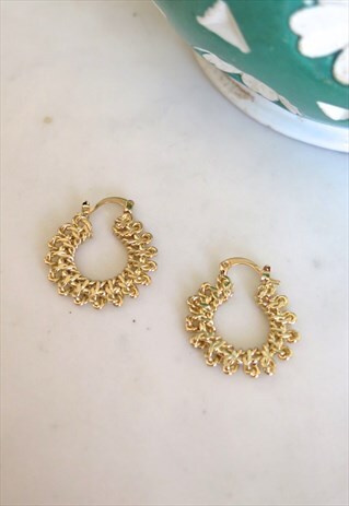 GOLD CHAIN FLAT HOOP EARRINGS