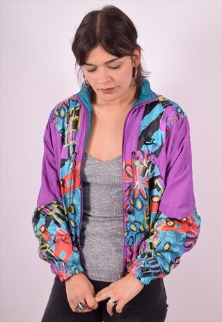 NIKE WOMENS VINTAGE TRACKSUIT TOP JACKET SMALL MULTI 90S