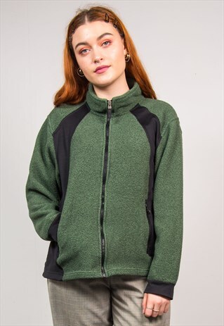 VINTAGE 90'S GREEN FLEECE OVERSIZED JACKET