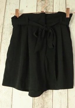 Vintage Y2K Black Smart Formal Baggy Paperbag Mini Shorts