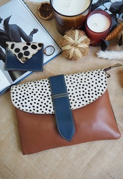 Nephele Sustainable Brown Leather Spotty Cross Body Bag