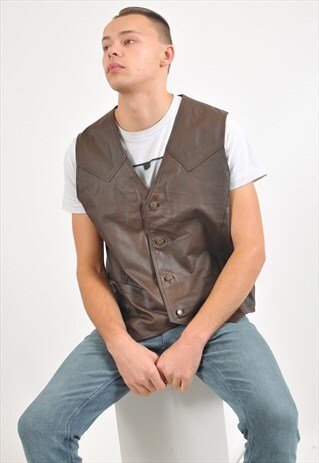 VINTAGE 90'S LEATHER VEST