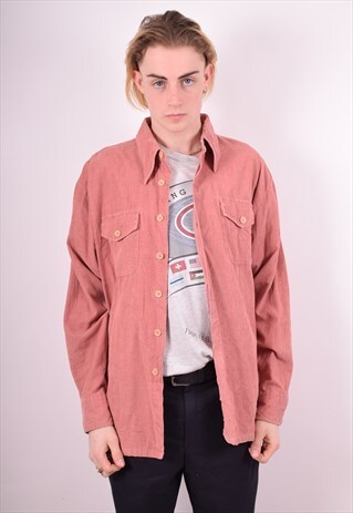 MENS VINTAGE CORDUROY SHIRT XL PINK 90S