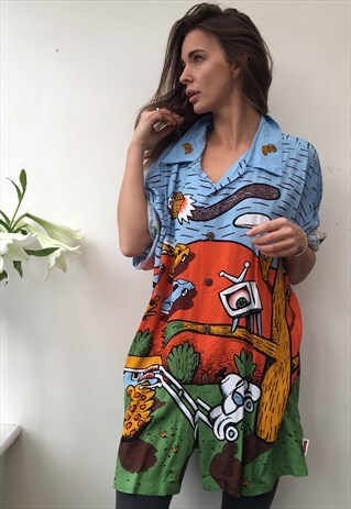 PATTERNED OVERSIZED RETRO VINTAGE UNISEX FESTIVAL SHIRT
