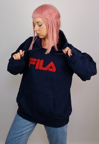 VINTAGE 90'S FILA LARGE SPELLOUT LOGO HOODIE / SWEATSHIRT