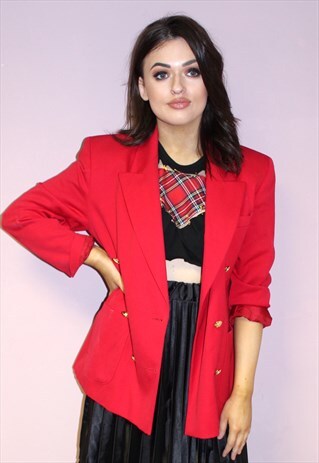 80S VINTAGE OVERSIZED BOXY BLAZER JACKET RED ST MICHAEL