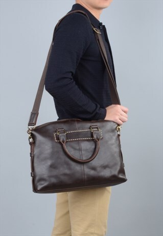 UNISEX VINTAGE LOOK LEATHER SATCHEL