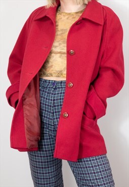 Red pure new wool coat