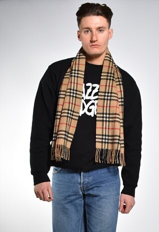 1980S BURBERRY NOVA CHECK CASHMERE SCARF