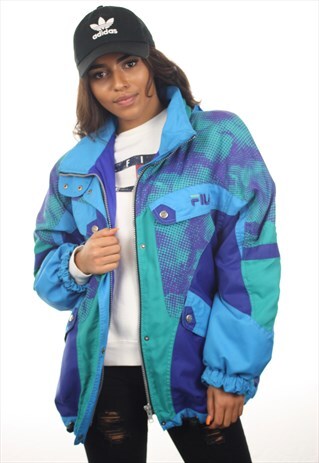 VINTAGE 90S FILA PADDED COLOUR SKI COAT JACKET