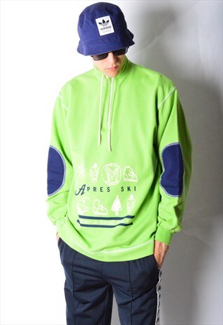 VINTAGE 90S LIME GREEN SKI SWEATSHIRT