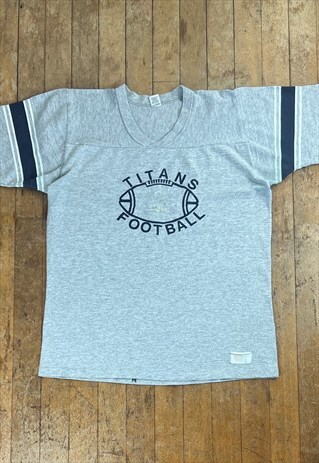 VINTAGE GREY PRINT SINGLE STITCH T - SHIRT