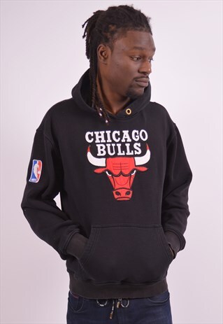 ADIDAS MENS VINTAGE CHICAGO BULLS HOODIE JUMPER XL BLACK 90S