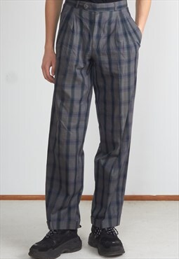 Vintage Grey Checkered Trousers Bottoms