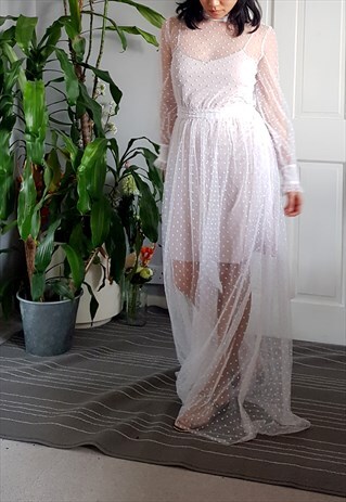 VINTAGE 1970S SHEER SPOT OCCASIONWEAR DRESS