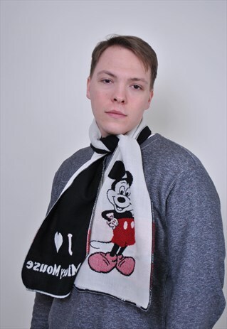 VINTAGE DISNEY SCARVE, 90S MICKEY MOUSE BLACK SCARF