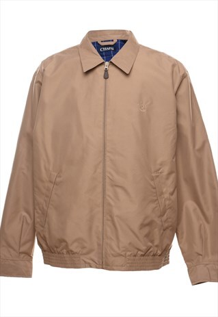 VINTAGE CHAPS LIGHT BROWN ZIP-FRONT JACKET - L