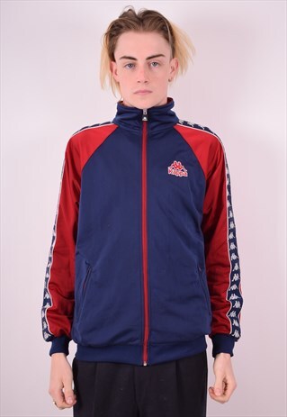 KAPPA MENS VINTAGE TRACKSUIT TOP JACKET MEDIUM NAVY BLUE 90S