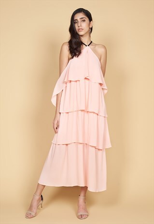 THALIA TIERED MAXI DRESS IN ROSE PINK