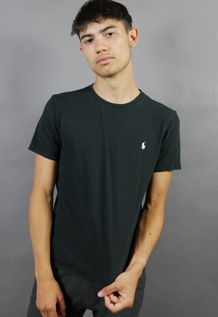 BLACK RALPH LAUREN T-SHIRT WITH WHITE LOGO