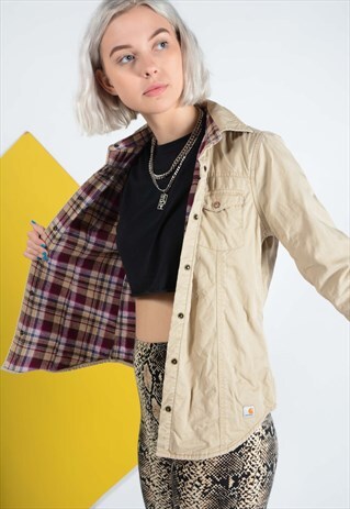 CARHARTT FLANNEL LINED SHIRT IN BEIGE