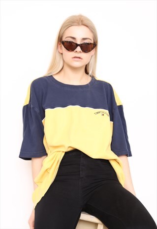 VINTAGE 90S TOMMY HILFIGER YELLOW TOP T-SHIRT