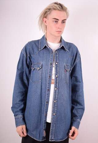 LEVI'S MENS VINTAGE DENIM SHIRT XL BLUE 90S