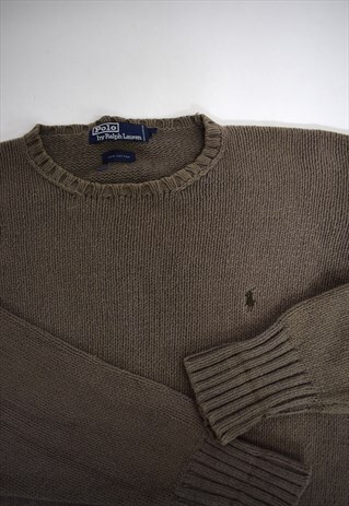 VINTAGE 90S POLO RALPH LAUREN OLIVE SUMMER COTTON JUMPER