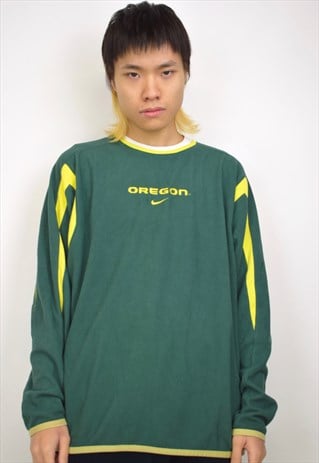 VINTAGE 90S NIKE GREEN YELLOW FLEECE JUMPER