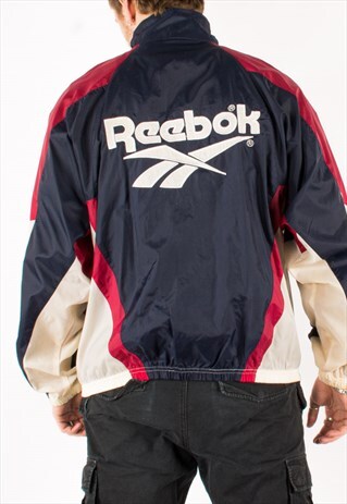 VINTAGE 90S NAVY REEBOK WINDBREAKER JACKET