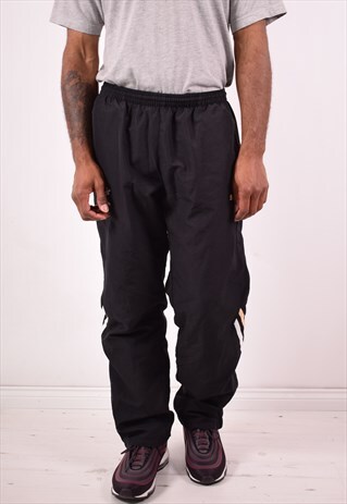 PUMA MENS VINTAGE TRACKSUIT TROUSERS MEDIUM BLACK 90S